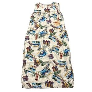 Caribbean Joe Dress Womens 1X Maxi Tropical Hawaiian Vacation Resort Beach New